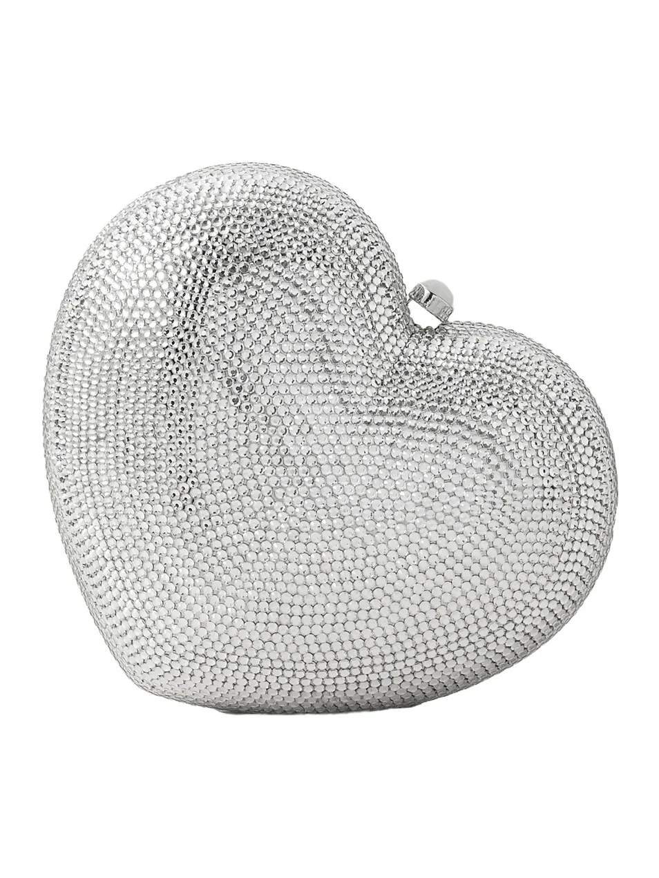 L'amour Petit Coeur Crystal-embellished Silver-tone Clutch