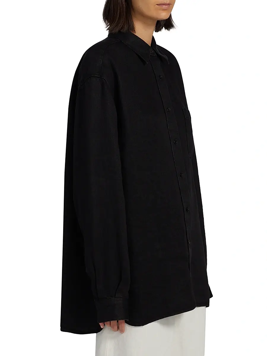 The Row Women's Nesson Linen Oversized Pocket Shirt - Black | Thumbnail 4 The Row Women's Nesson Linen Oversized Pocket Shirt - Black | Thumbnail 4