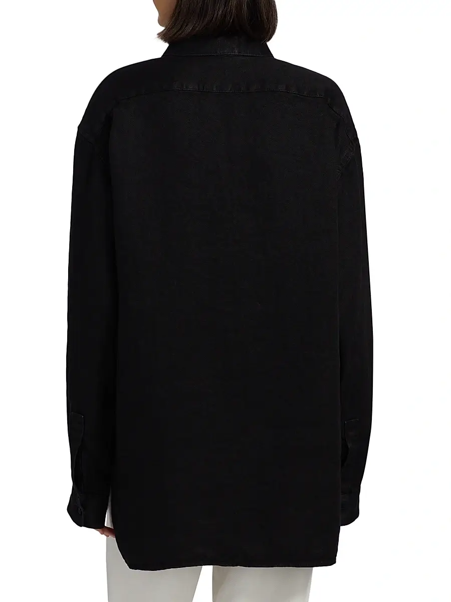 The Row Women's Nesson Linen Oversized Pocket Shirt - Black | Thumbnail 5 The Row Women's Nesson Linen Oversized Pocket Shirt - Black | Thumbnail 5