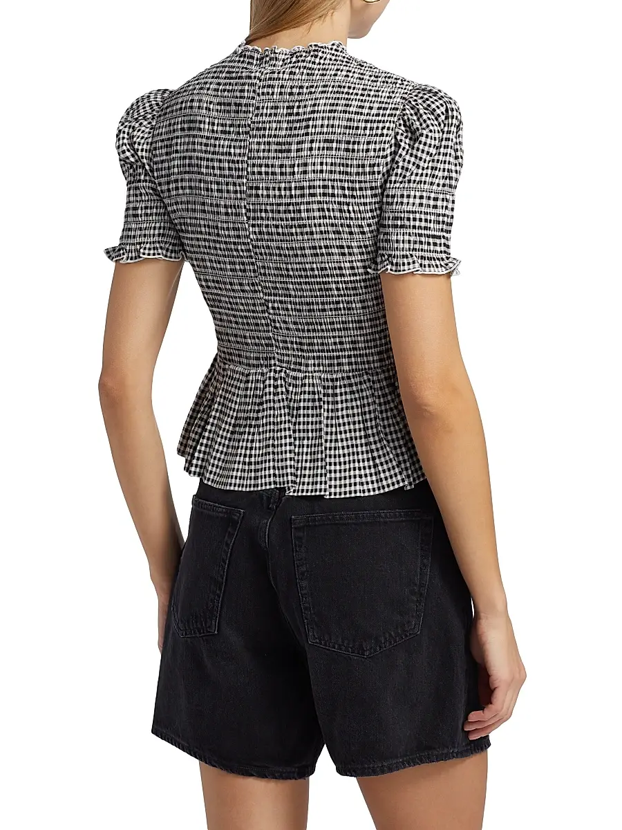 Reformation Women's Aggie Gingham Check Peplum Top | Thumbnail 5