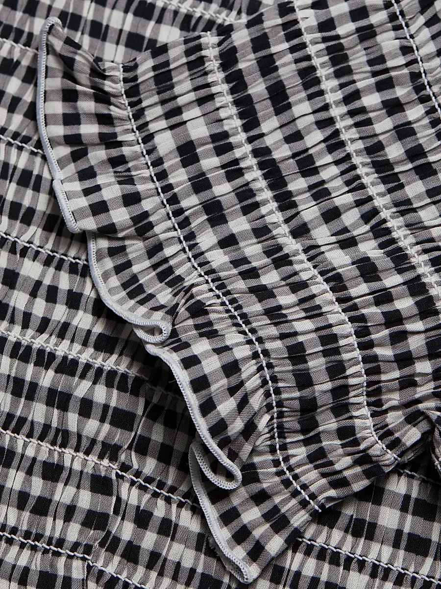 Reformation Women's Aggie Gingham Check Peplum Top | Thumbnail 7