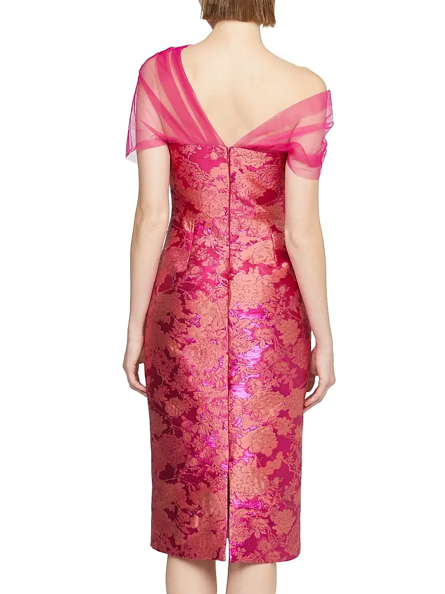 THEIA Women's Judy Brocade Asymmetric Shawl Cocktail Dress | Thumbnail 5 THEIA Women's Judy Brocade Asymmetric Shawl Cocktail Dress | Thumbnail 5