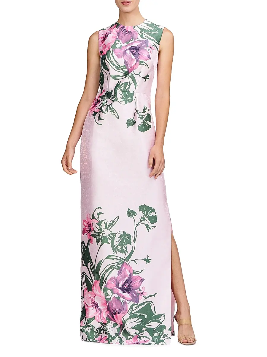 Kay Unger Women's Ayla Lily Satin Column Gown | Thumbnail 2 Kay Unger Women's Ayla Lily Satin Column Gown | Thumbnail 2