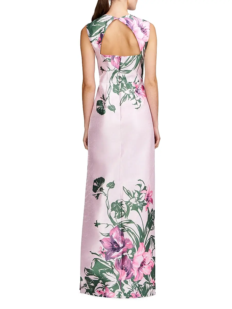 Kay Unger Women's Ayla Lily Satin Column Gown | Thumbnail 3 Kay Unger Women's Ayla Lily Satin Column Gown | Thumbnail 3