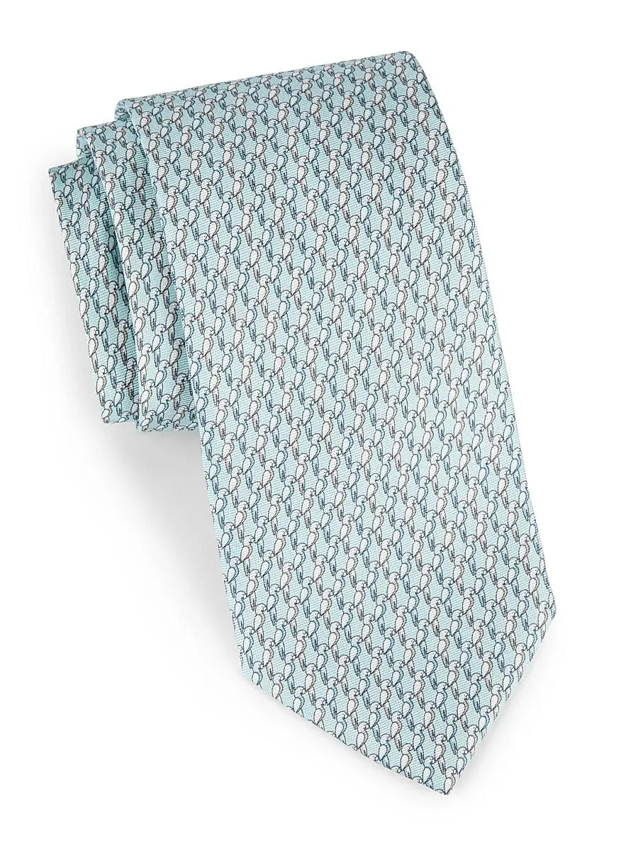 Eton Men's Parrot Print Silk Tie | Image 1 Eton Men's Parrot Print Silk Tie | Image 1