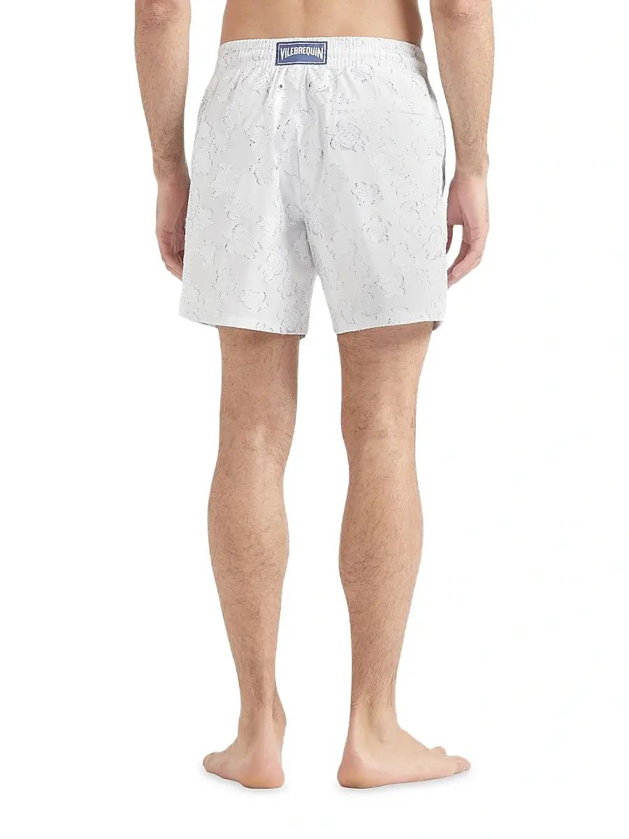 Vilebrequin Men's Metallic Jacquard Swim Shorts - Blanc | Thumbnail 4 Vilebrequin Men's Metallic Jacquard Swim Shorts - Blanc | Thumbnail 4
