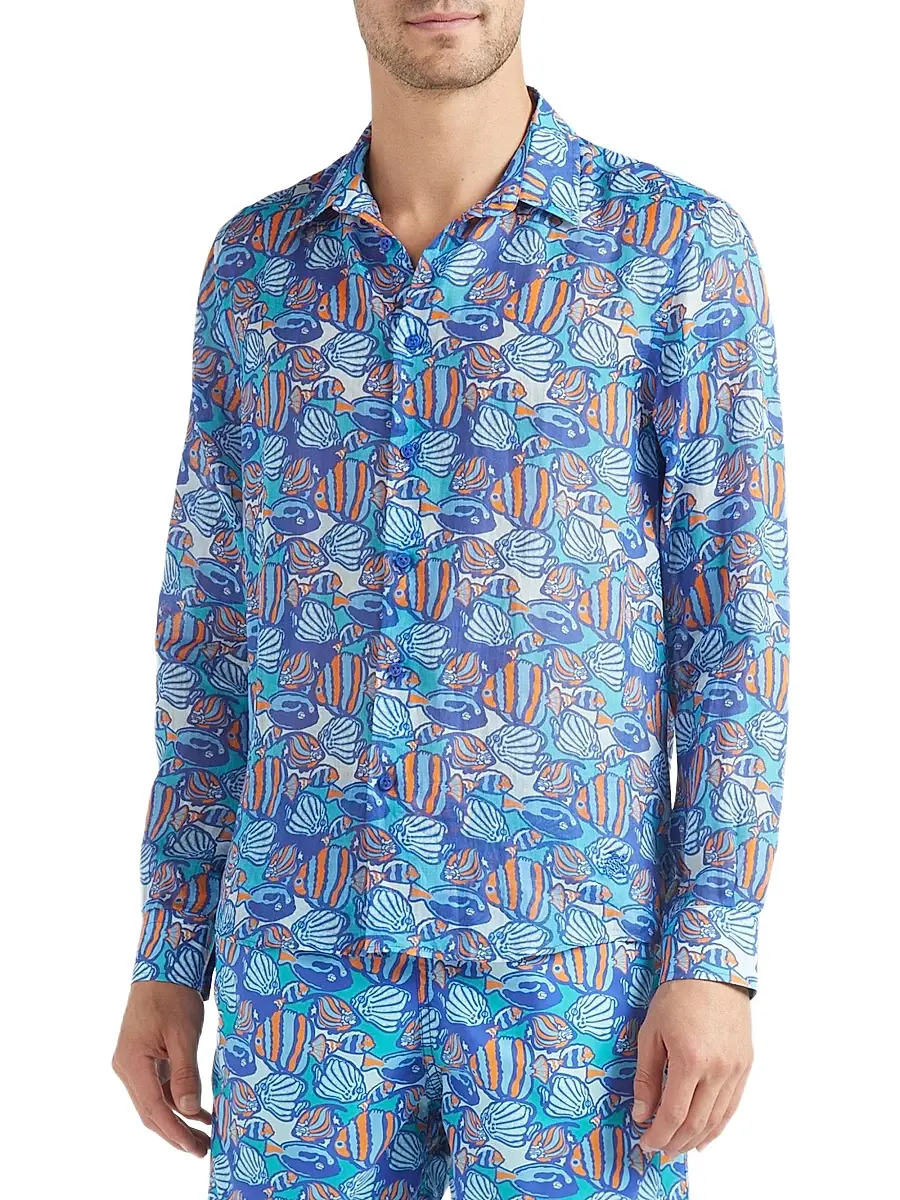 Vilebrequin Men's Fishy Vibes Shirt | Thumbnail 4 Vilebrequin Men's Fishy Vibes Shirt | Thumbnail 4