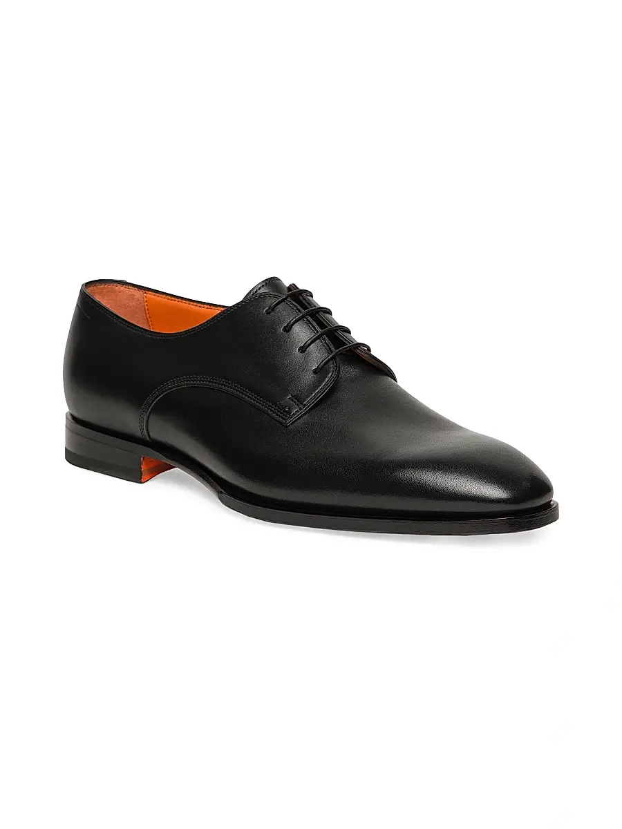 Santoni Men's Adrian Leather Dress Shoes - Black | Thumbnail 2 Santoni Men's Adrian Leather Dress Shoes - Black | Thumbnail 2