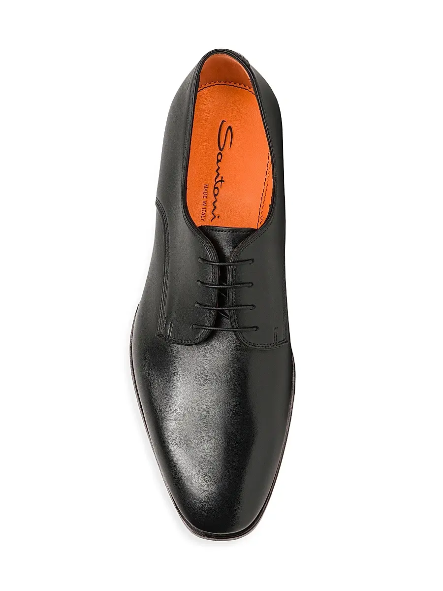 Santoni Men's Adrian Leather Dress Shoes - Black | Thumbnail 4 Santoni Men's Adrian Leather Dress Shoes - Black | Thumbnail 4