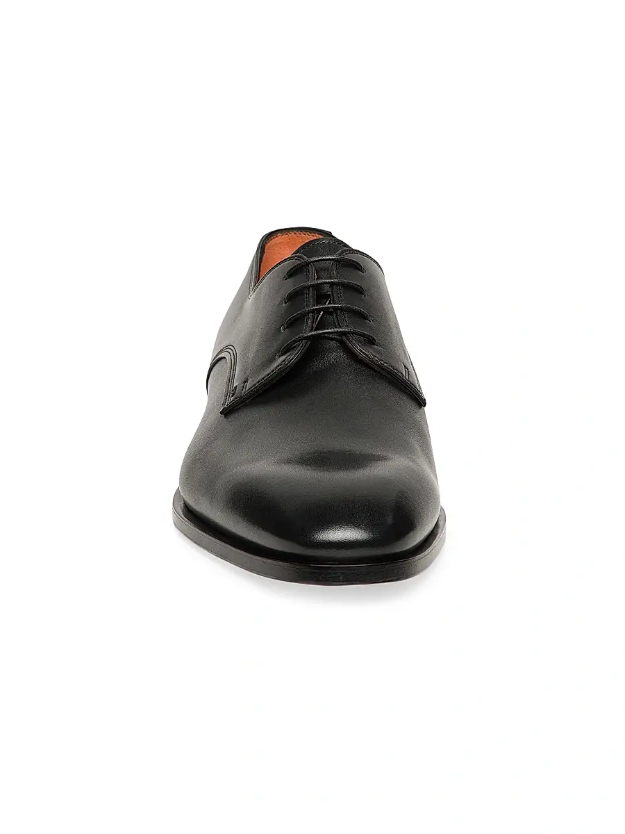 Santoni Men's Adrian Leather Dress Shoes - Black | Thumbnail 5 Santoni Men's Adrian Leather Dress Shoes - Black | Thumbnail 5