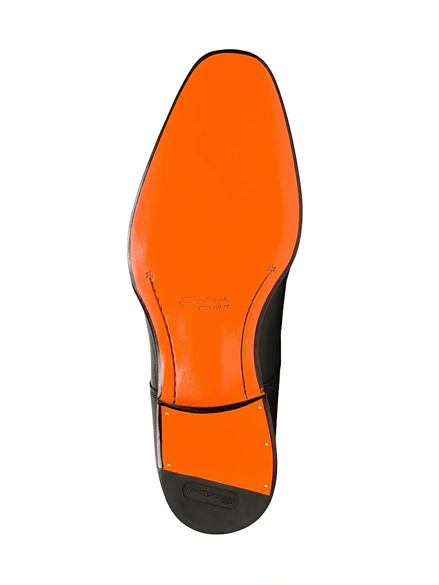 Santoni Men's Adrian Leather Dress Shoes - Black | Thumbnail 6 Santoni Men's Adrian Leather Dress Shoes - Black | Thumbnail 6