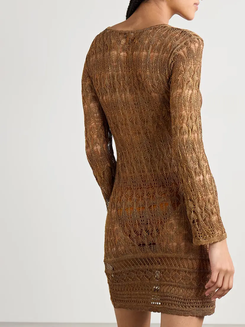 Isabel Marant Pia Metallic Crocheted Mini Dress | Thumbnail 3