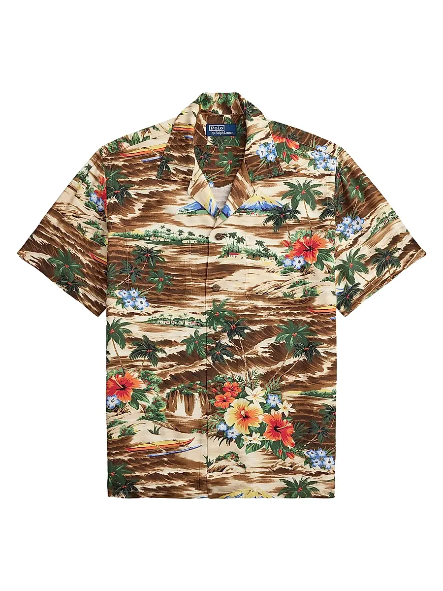 Polo Ralph Lauren Men's Classic-Fit Tropical-Print Camp Shirt - Outrigger Scenic | Image 1 Polo Ralph Lauren Men's Classic-Fit Tropical-Print Camp Shirt - Outrigger Scenic | Image 1