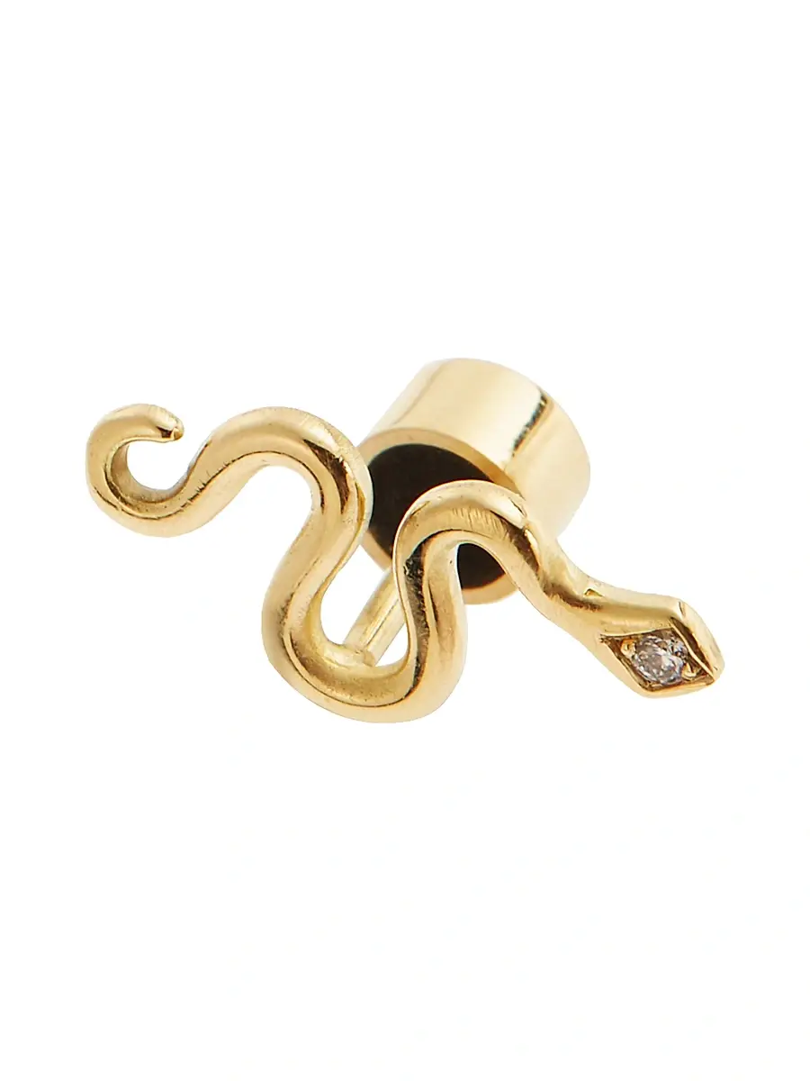 Ileana Makri Women's Snakes 18K Yellow Gold & 0.03 TCW Diamond Stud Earrings - Gold | Thumbnail 2 Ileana Makri Women's Snakes 18K Yellow Gold & 0.03 TCW Diamond Stud Earrings - Gold | Thumbnail 2