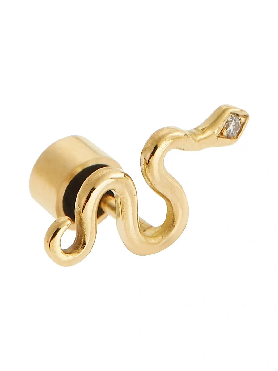 Ileana Makri Women's Snakes 18K Yellow Gold & 0.03 TCW Diamond Stud Earrings - Gold | Thumbnail 3 Ileana Makri Women's Snakes 18K Yellow Gold & 0.03 TCW Diamond Stud Earrings - Gold | Thumbnail 3