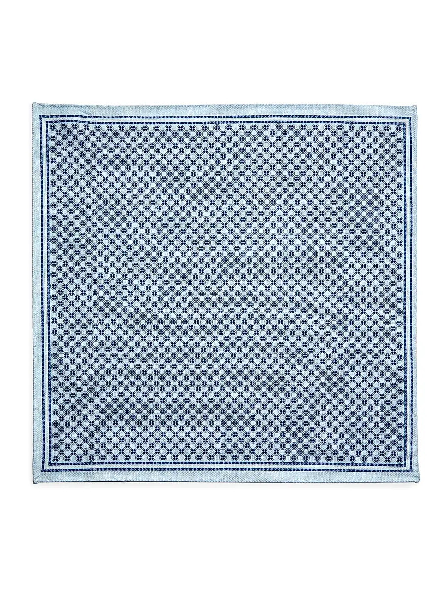 Saks Fifth Avenue Men's Circle-Print Silk Pocket Square - Sky | Thumbnail 2 Saks Fifth Avenue Men's Circle-Print Silk Pocket Square - Sky | Thumbnail 2