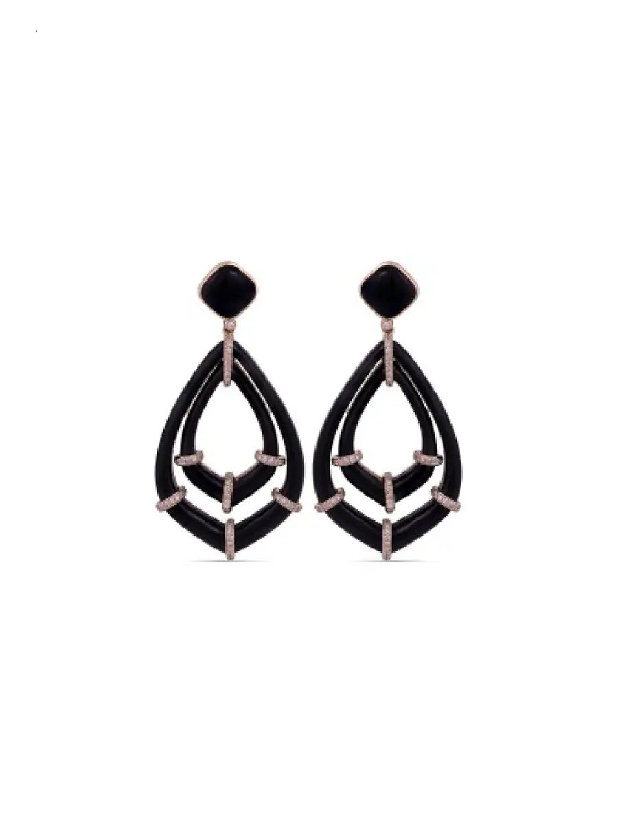 41.76ct Diamond Onyx 14K Gold Earrings 41.76ct Diamond Onyx 14K Gold Earrings