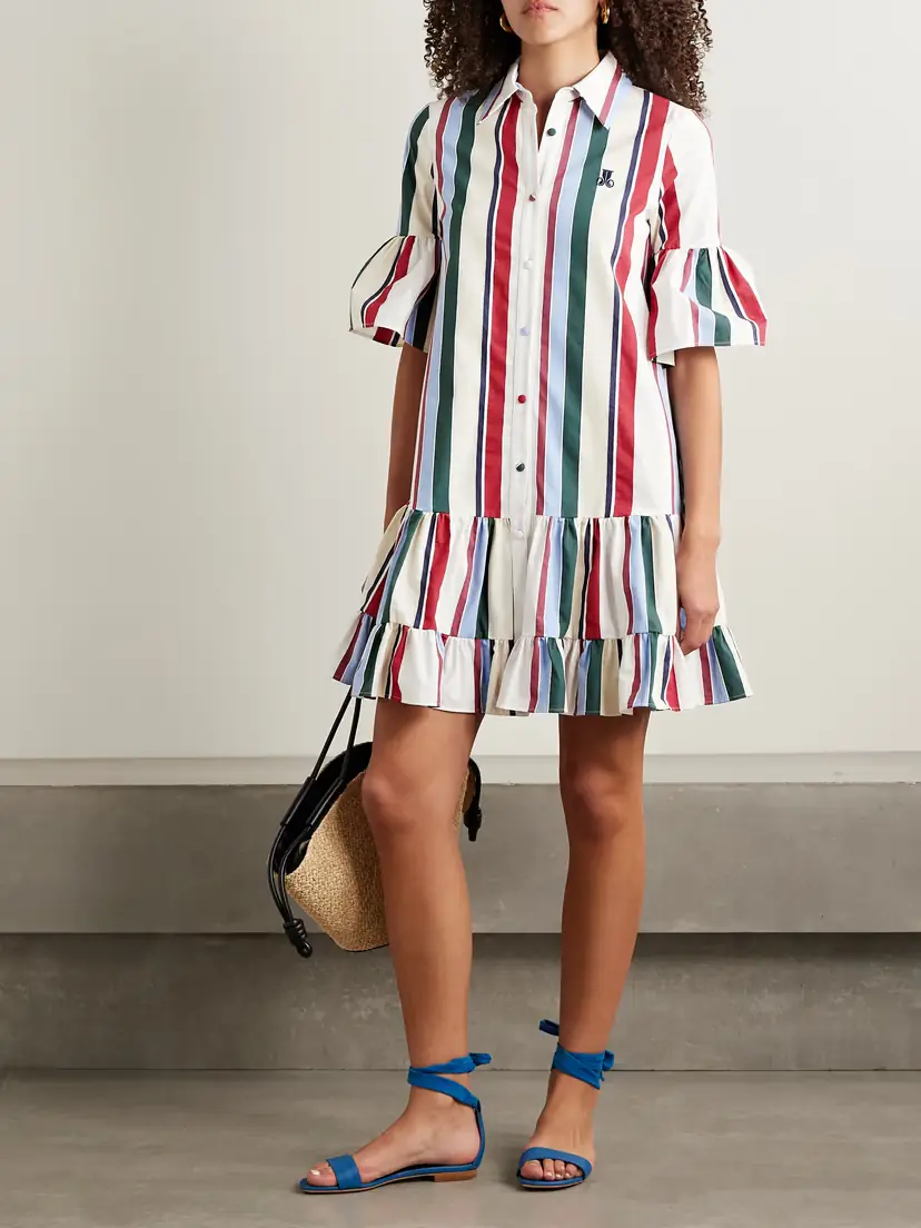 La DoubleJ Choux Ruffled Striped Cotton-blend Mini Dress | Thumbnail 2 La DoubleJ Choux Ruffled Striped Cotton-blend Mini Dress | Thumbnail 2