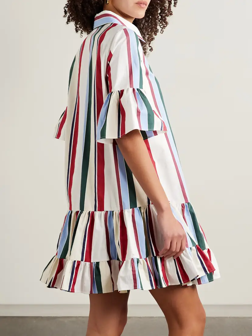 La DoubleJ Choux Ruffled Striped Cotton-blend Mini Dress | Thumbnail 3 La DoubleJ Choux Ruffled Striped Cotton-blend Mini Dress | Thumbnail 3