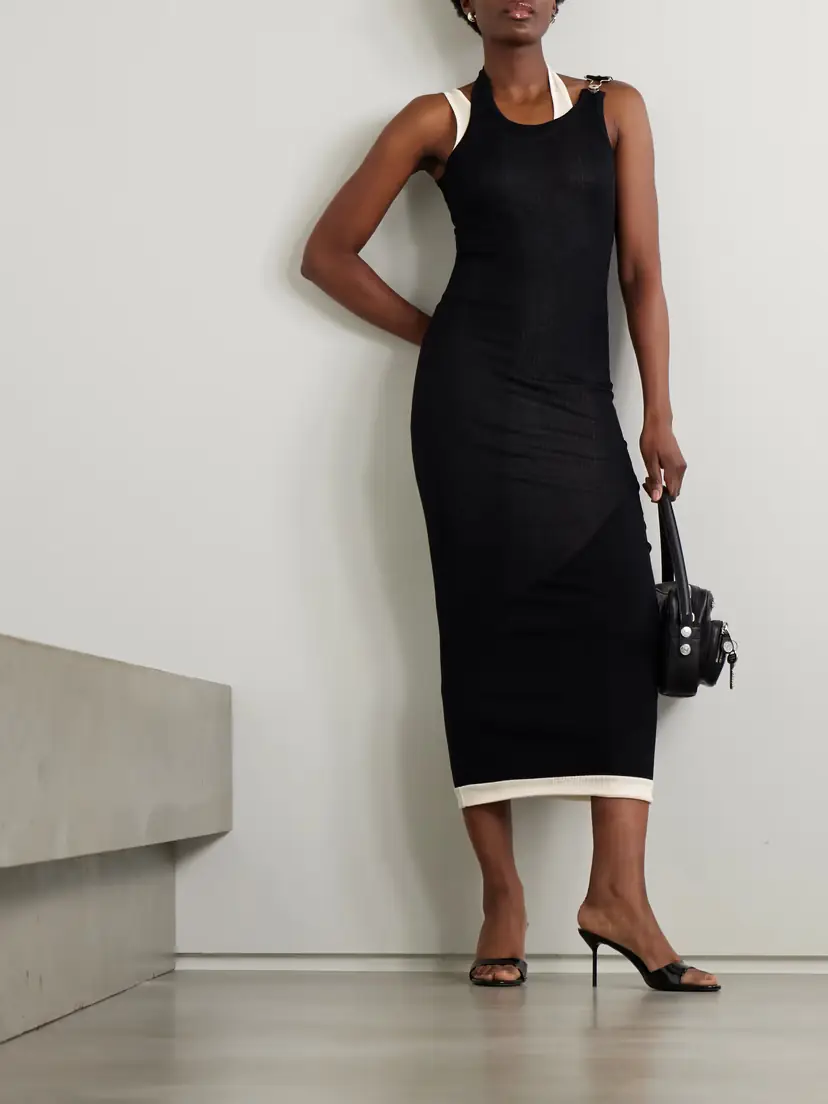 Jean Paul Gaultier Layered Buckled Ribbed Cotton-jersey Maxi Dress | Thumbnail 2 Jean Paul Gaultier Layered Buckled Ribbed Cotton-jersey Maxi Dress | Thumbnail 2