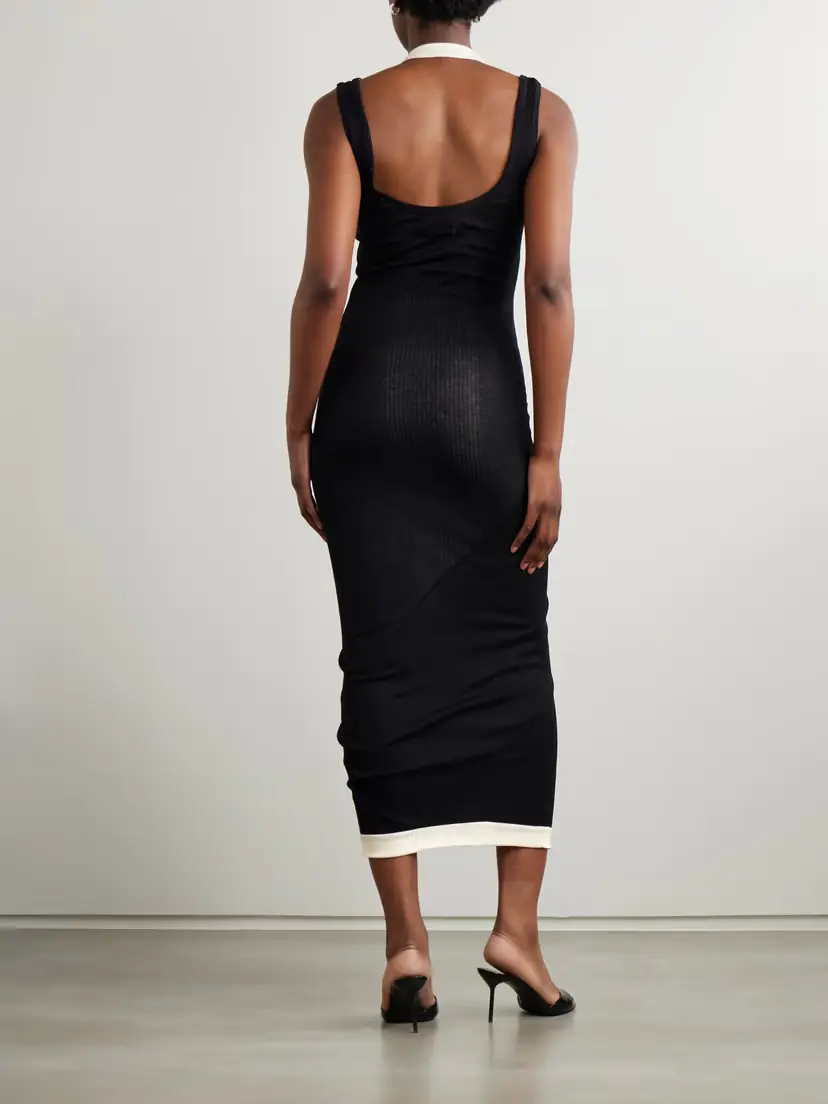 Jean Paul Gaultier Layered Buckled Ribbed Cotton-jersey Maxi Dress | Thumbnail 3 Jean Paul Gaultier Layered Buckled Ribbed Cotton-jersey Maxi Dress | Thumbnail 3