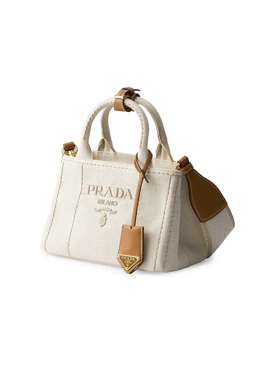 Prada Women's Linen Blend Mini Handbag - Beige Khaki | Thumbnail 2