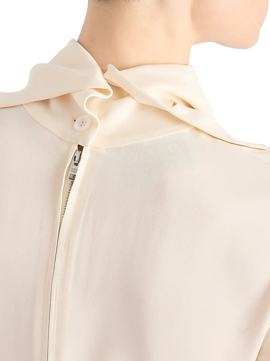 Prada Women's Silk Broadcloth Midi-Dress - Beige Khaki | Thumbnail 6 Prada Women's Silk Broadcloth Midi-Dress - Beige Khaki | Thumbnail 6