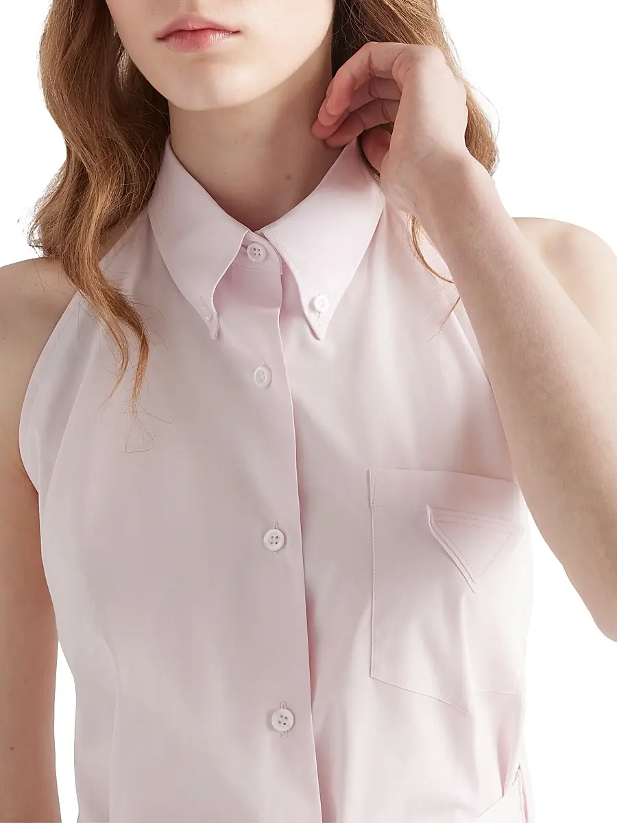 Prada Women's Sleeveless Poplin Shirt - Pink | Thumbnail 5