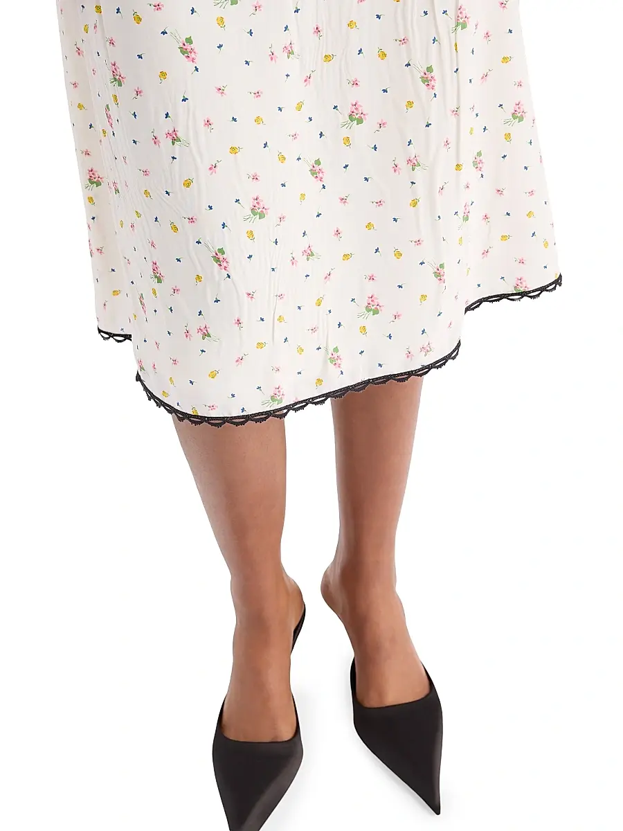 Prada Women's Floral Print Ponge Skirt - White | Thumbnail 4 Prada Women's Floral Print Ponge Skirt - White | Thumbnail 4