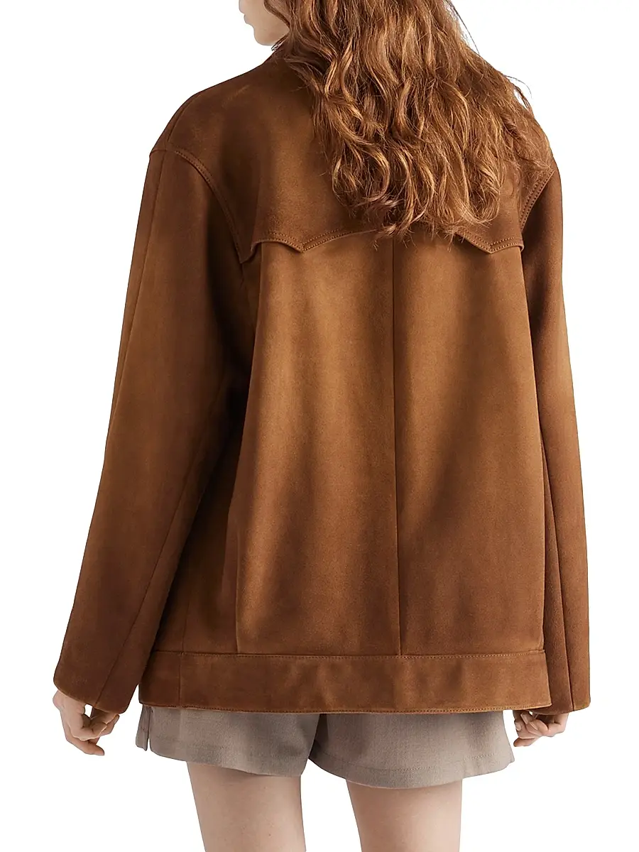Prada Women's Suede Jacket - Brown | Thumbnail 3