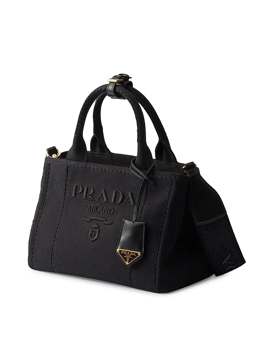 Prada Women's Jardiniere Cotton Canvas Top Handle Bag - Black | Thumbnail 2 Prada Women's Jardiniere Cotton Canvas Top Handle Bag - Black | Thumbnail 2