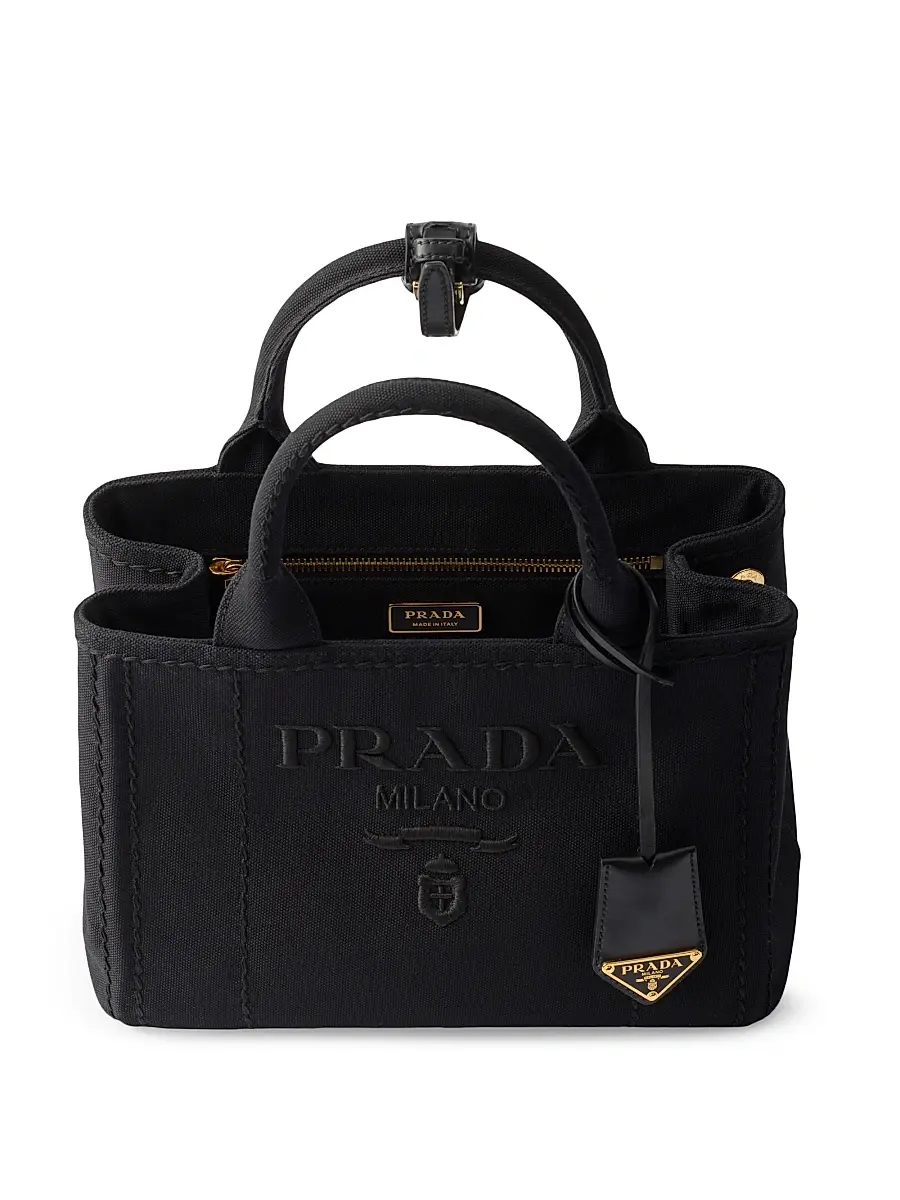 Prada Women's Jardiniere Cotton Canvas Top Handle Bag - Black | Thumbnail 4 Prada Women's Jardiniere Cotton Canvas Top Handle Bag - Black | Thumbnail 4