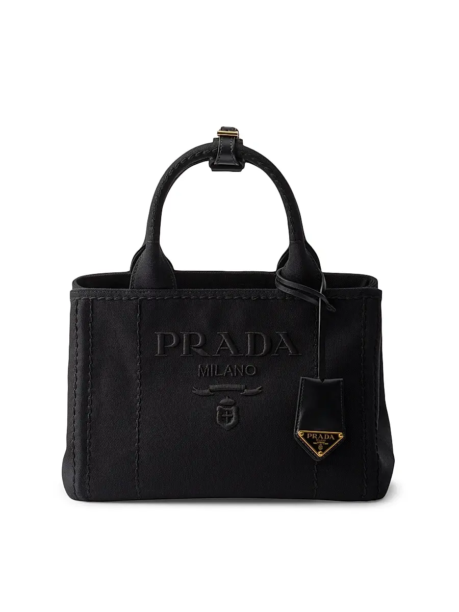 Prada Women's Jardiniere Cotton Canvas Top Handle Bag - Black | Image 1 Prada Women's Jardiniere Cotton Canvas Top Handle Bag - Black | Image 1