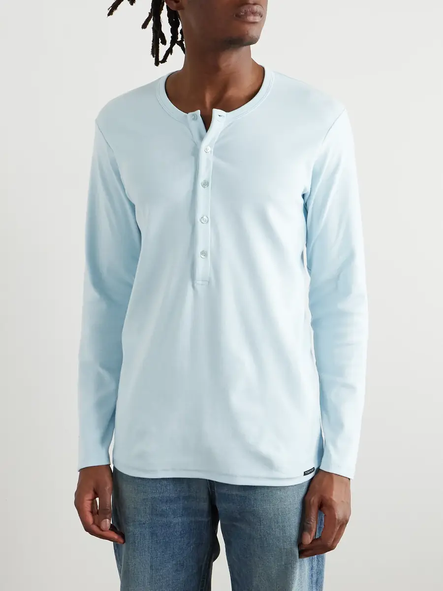 Tom Ford Slim-Fit Stretch-Cotton Jersey Henley Pyjama T-Shirt - Men | Thumbnail 3 Tom Ford Slim-Fit Stretch-Cotton Jersey Henley Pyjama T-Shirt - Men | Thumbnail 3
