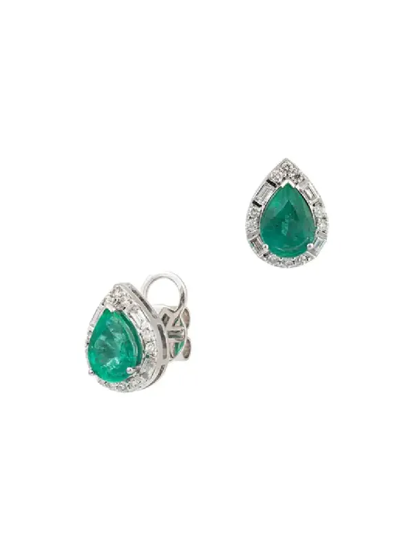 2.76ct Emerald Diamond 18K Gold Pear Earrings 2.76ct Emerald Diamond 18K Gold Pear Earrings