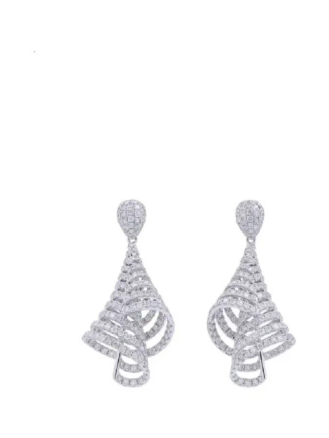 5.90ct Diamond 18K Dangle Drop Gold Earrings