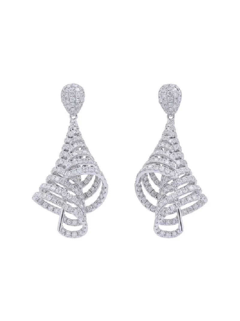 5.90ct Diamond 18K Dangle Drop Gold Earrings