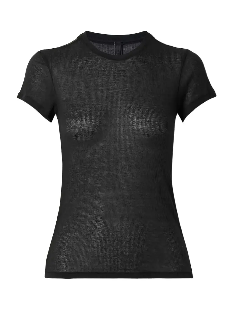 Skims Sheer Stretch-jersey T-shirt - Soot | Image 1 Skims Sheer Stretch-jersey T-shirt - Soot | Image 1
