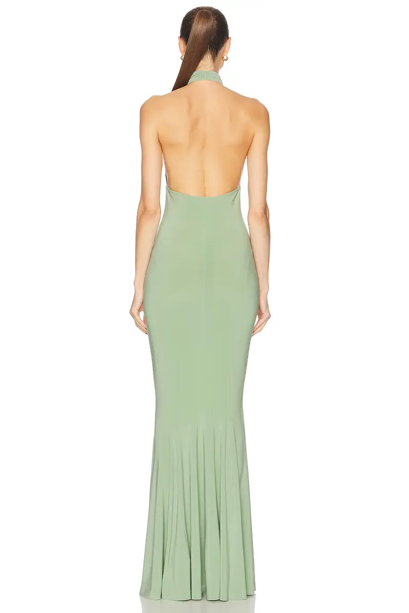Norma Kamali Cross Halter Fishtail Gown | Thumbnail 3
