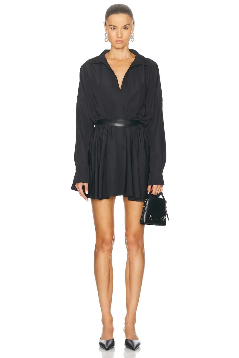Norma Kamali Super Oversized Boyfriend Shirt Flared Mini Dress | Image 1 Norma Kamali Super Oversized Boyfriend Shirt Flared Mini Dress | Image 1