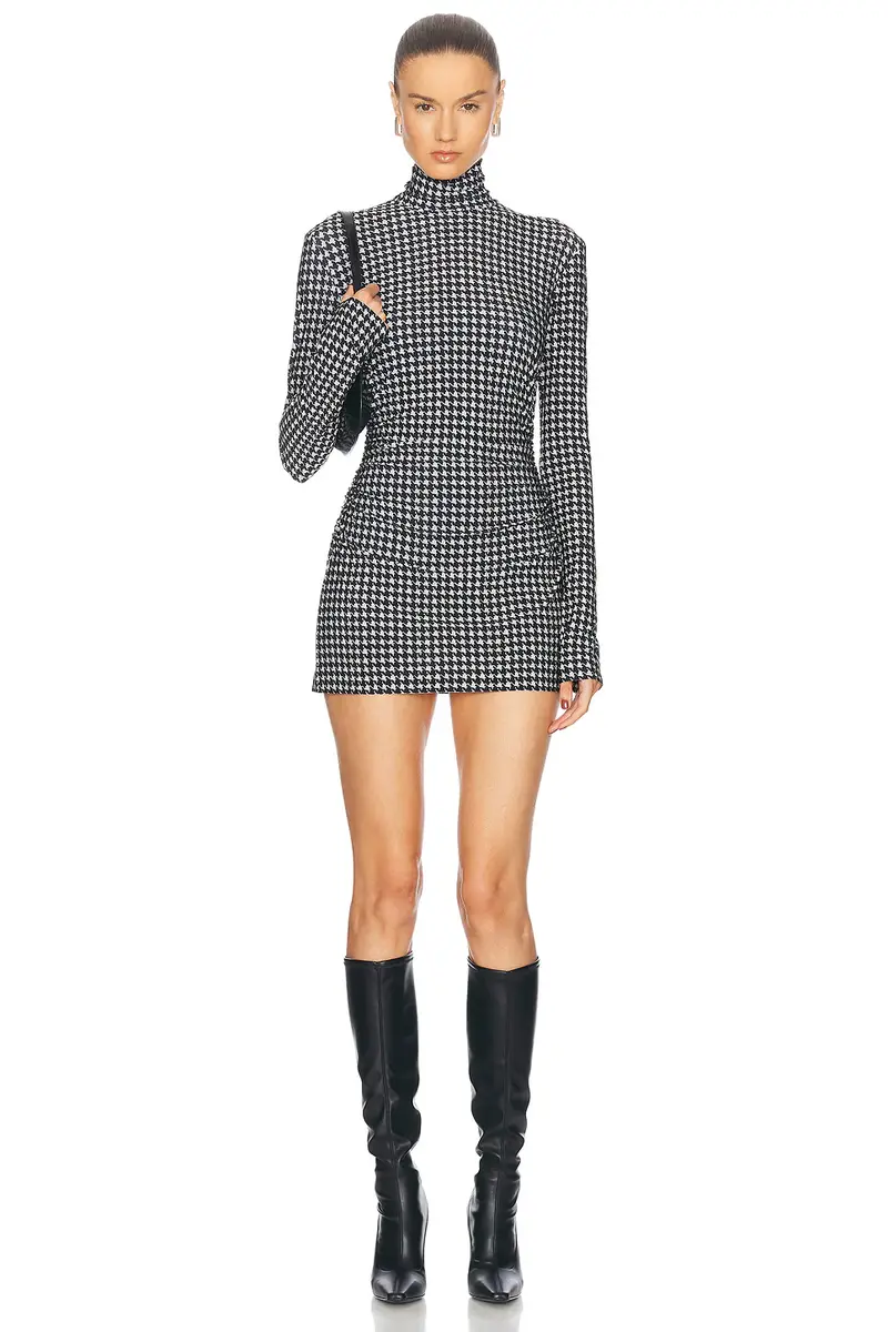 Norma Kamali Long Sleeve Turtleneck Pickleball Dress | Image 1 Norma Kamali Long Sleeve Turtleneck Pickleball Dress | Image 1