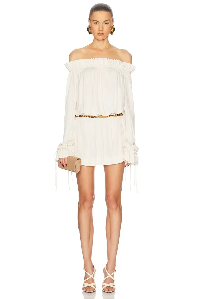 Saint Laurent Off The Shoulder Mini Dress | Image 1 Saint Laurent Off The Shoulder Mini Dress | Image 1