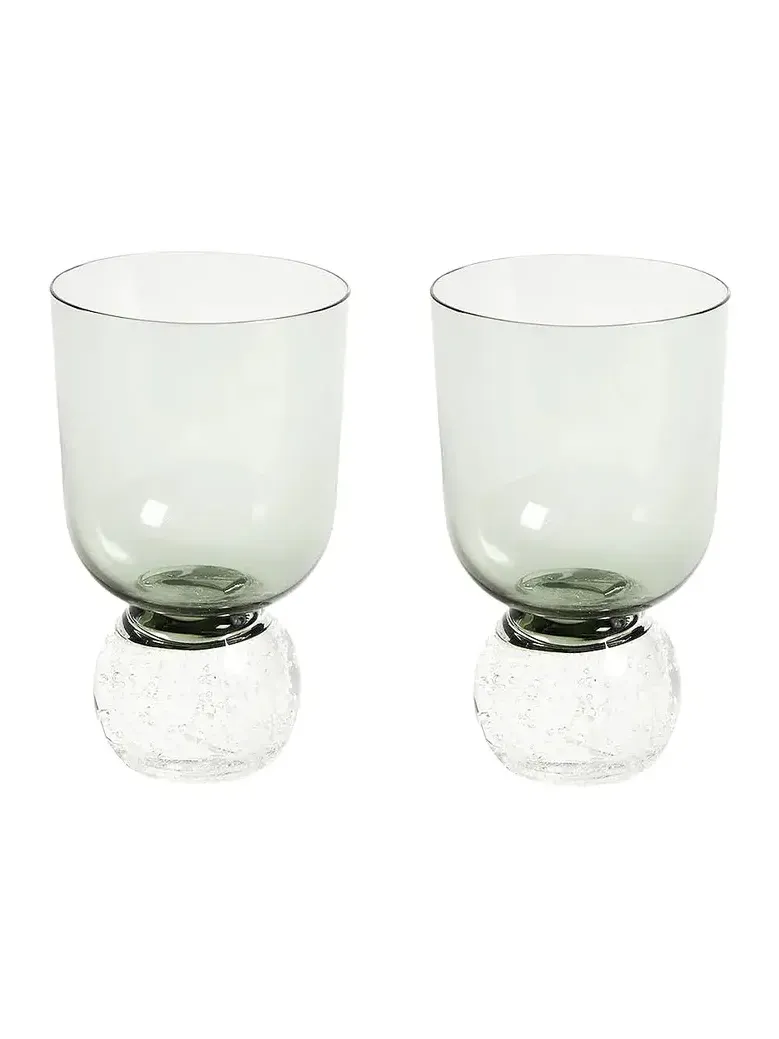 Misette Hand Blown Bubble Glass Tumbler Set Of 2