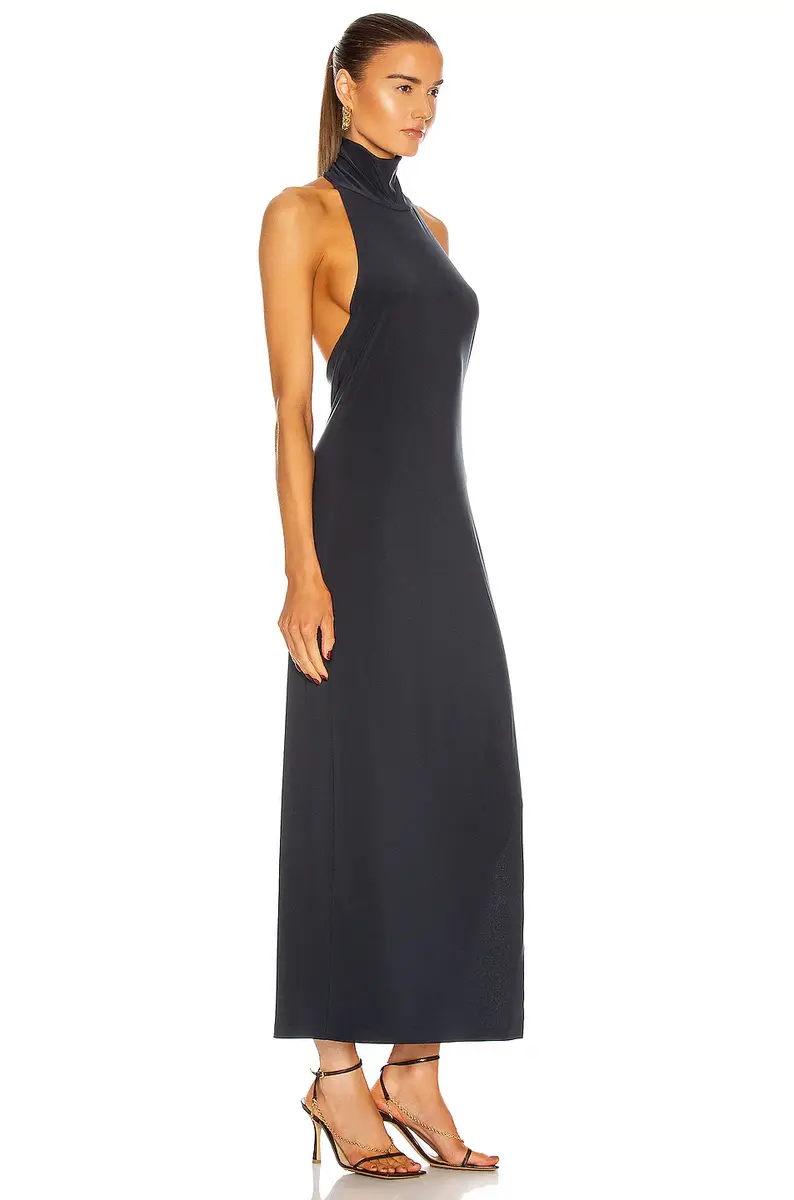 Norma Kamali Norma Kamali Halter Turtleneck Side Slit Dress | Thumbnail 2 Norma Kamali Norma Kamali Halter Turtleneck Side Slit Dress | Thumbnail 2