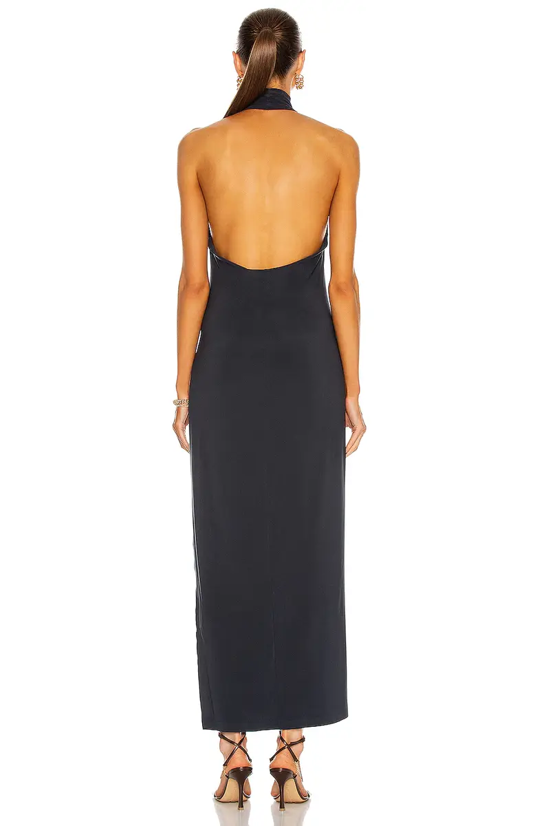 Norma Kamali Norma Kamali Halter Turtleneck Side Slit Dress | Thumbnail 4 Norma Kamali Norma Kamali Halter Turtleneck Side Slit Dress | Thumbnail 4
