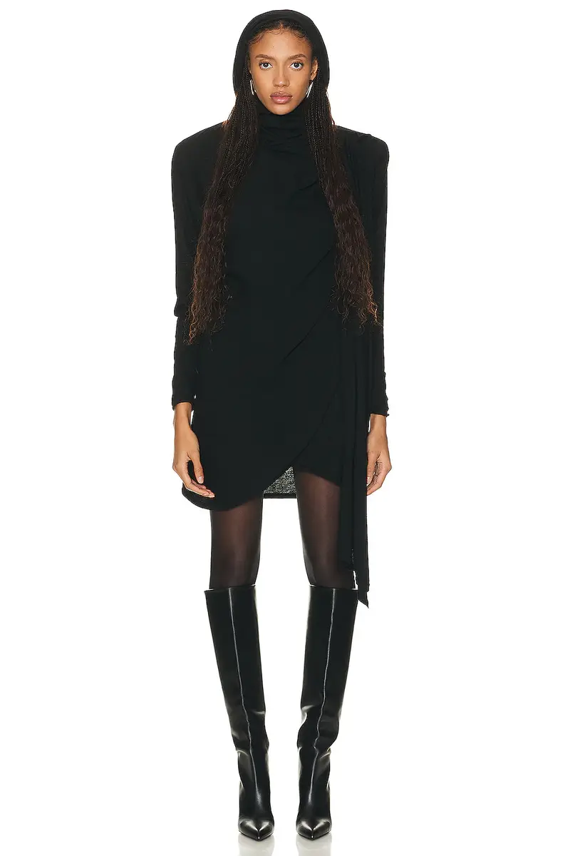 Saint Laurent Hooded Draped Dress | Thumbnail 5 Saint Laurent Hooded Draped Dress | Thumbnail 5