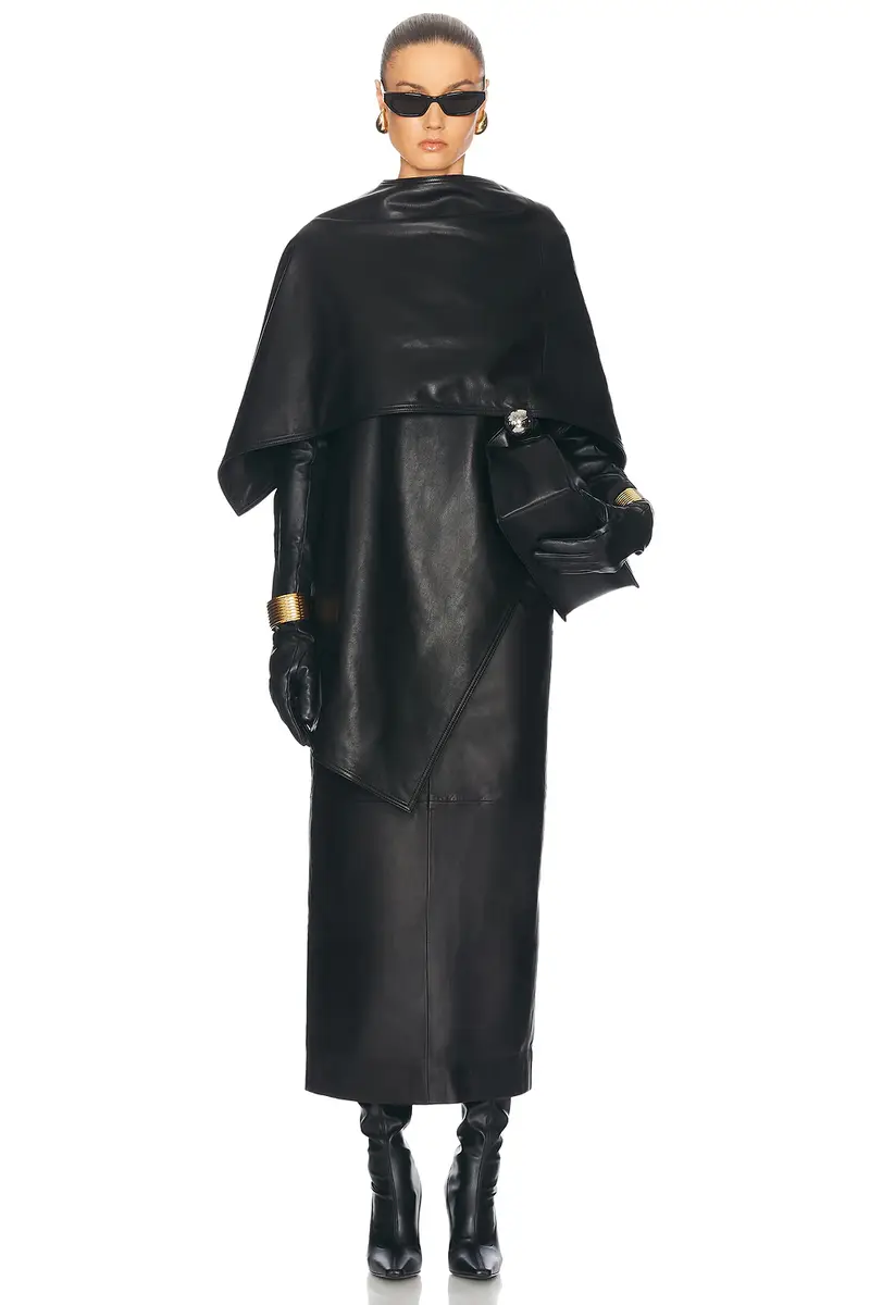 Nour Hammour Edra Sleek Leather Cape | Thumbnail 5 Nour Hammour Edra Sleek Leather Cape | Thumbnail 5