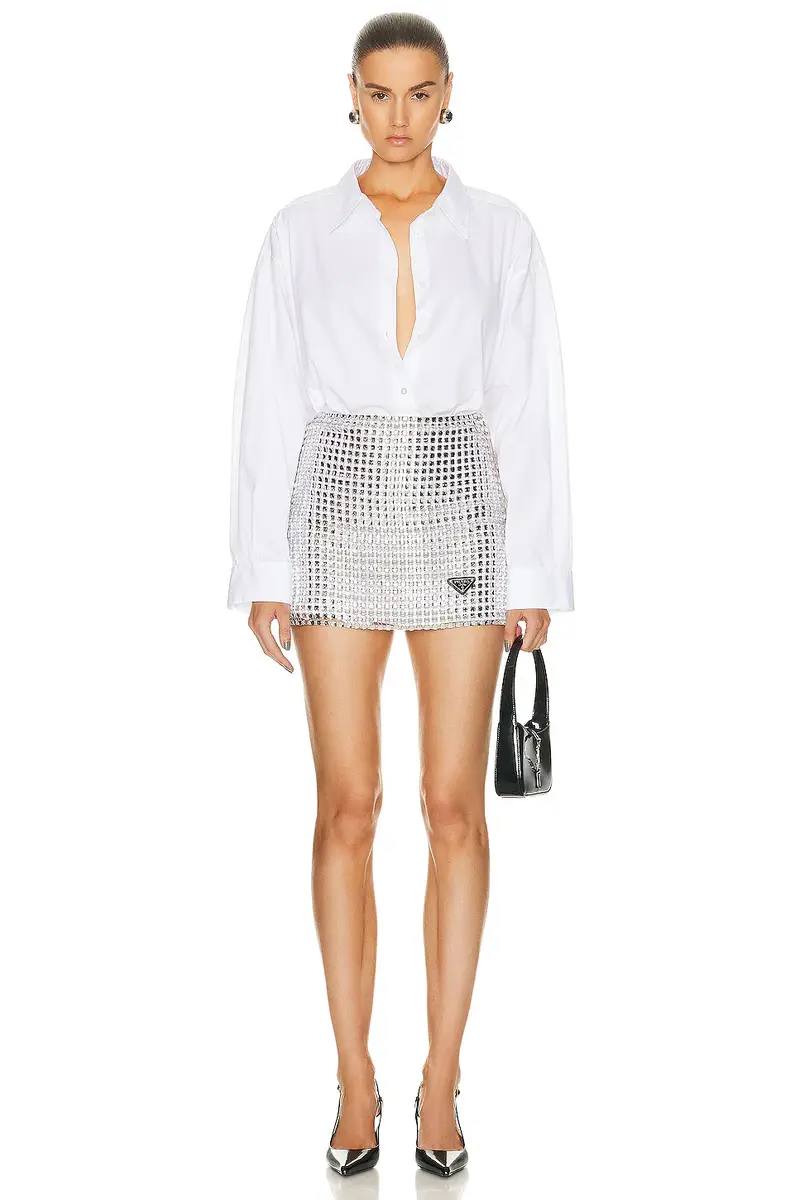 Prada Rhinestone Embroidered Mesh Mini Skirt | Thumbnail 7 Prada Rhinestone Embroidered Mesh Mini Skirt | Thumbnail 7