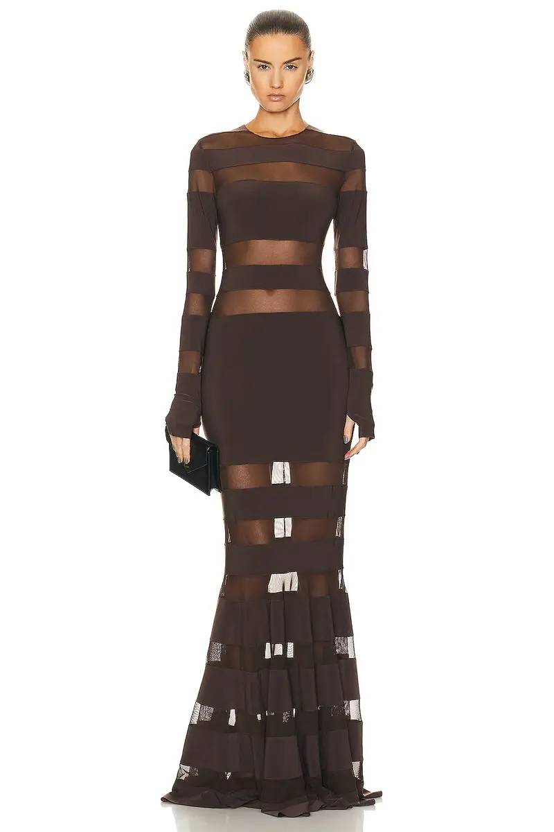 Norma Kamali Spliced Dress Fishtail Gown