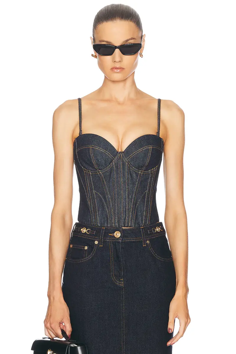 Fleur du Mal Denim Bustier Top